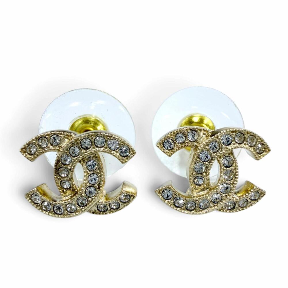 CHANEL Gold Logo Earrings